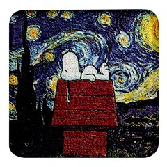 Cartoon Dog House Van Gogh Square Glass Fridge Magnet (4 Pack) by Modalart
