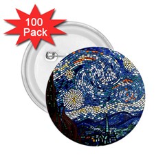Mosaic Art Vincent Van Gogh Starry Night 2 25  Buttons (100 Pack)  by Modalart