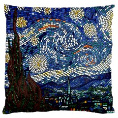 Mosaic Art Vincent Van Gogh Starry Night Large Premium Plush Fleece Cushion Case (two Sides) by Modalart