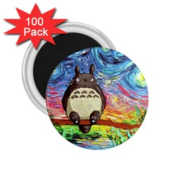 Totoro Starry Night Art Van Gogh Parody 2 25  Magnets (100 Pack)  by Modalart