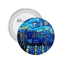 Starry Night Van Gogh Painting Art City Scape 2 25  Buttons by Modalart