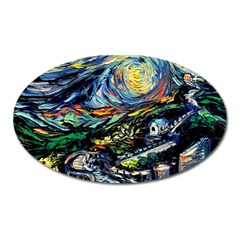 The Great Wall Nature Painting Starry Night Van Gogh Oval Magnet by Modalart