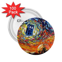 Tardis Starry Night Doctor Who Van Gogh Parody 2 25  Buttons (100 Pack)  by Modalart