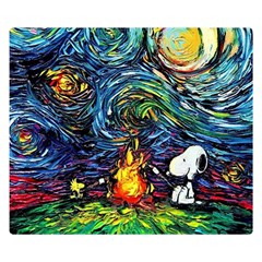 Dog Cartoon Starry Night Print Van Gogh Parody Premium Plush Fleece Blanket (small) by Modalart