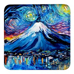 Mount Fuji Art Starry Night Van Gogh Square Glass Fridge Magnet (4 Pack) by Modalart