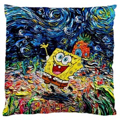 Art Cartoon Starry Night Van Gogh Large Premium Plush Fleece Cushion Case (two Sides) by Modalart