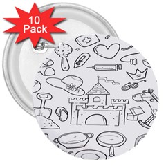 Baby Hand Sketch Drawn Toy Doodle 3  Buttons (10 Pack)  by Pakjumat