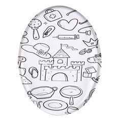 Baby Hand Sketch Drawn Toy Doodle Oval Glass Fridge Magnet (4 Pack) by Pakjumat