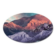 Adventure Psychedelic Mountain Oval Magnet by Modalart