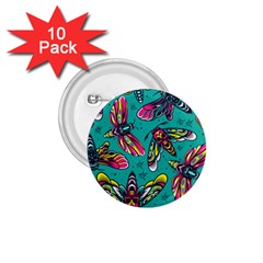 Vintage Colorful Insects Seamless Pattern 1 75  Buttons (10 Pack) by Bedest
