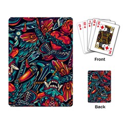 Vintage Tattoos Colorful Seamless Pattern Playing Cards Single Design (rectangle) by Bedest