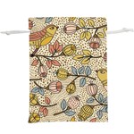 Seamless Pattern With Flower Bird Lightweight Drawstring Pouch (XL) Front