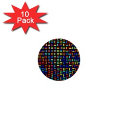 Geometric Colorful Square Rectangle 1  Mini Buttons (10 Pack)  by Pakjumat