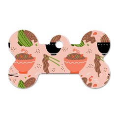 Japanese Street Food Soba Noodle In Bowl Dog Tag Bone (one Side) by Pakjumat