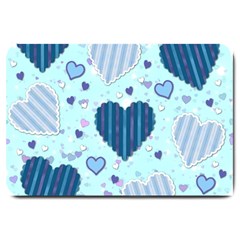 Hearts Pattern Paper Wallpaper Blue Background Large Doormat by Pakjumat