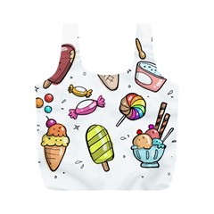 Doodle Cartoon Drawn Cone Food Full Print Recycle Bag (m) by Hannah976