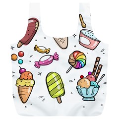 Doodle Cartoon Drawn Cone Food Full Print Recycle Bag (xl) by Hannah976