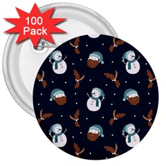 Santa Snowman 3  Buttons (100 Pack)  by ConteMonfrey