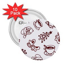 Red And White Christmas Breakfast  2 25  Buttons (10 Pack)  by ConteMonfrey
