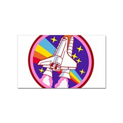 Badge Patch Pink Rainbow Rocket Sticker Rectangular (10 Pack) by Sarkoni