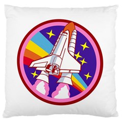Badge Patch Pink Rainbow Rocket Standard Premium Plush Fleece Cushion Case (one Side) by Sarkoni