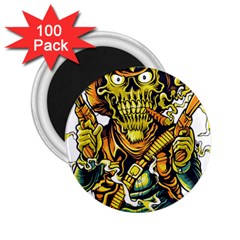 Cowboy Skeleton With Gun Illustration 2 25  Magnets (100 Pack)  by Sarkoni