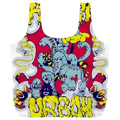 Fresh Urban Cartoon Monster Illustration Cartoon Character Text Full Print Recycle Bag (xl) by Sarkoni