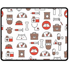 Vector Thin Line Art Vet Seamless Pattern Fleece Blanket (medium) by Bedest