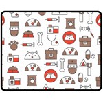 Vector Thin Line Art Vet Seamless Pattern Fleece Blanket (Medium) 60 x50  Blanket Front