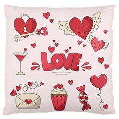 Hand Drawn Valentines Day Element Collection Standard Premium Plush Fleece Cushion Case (one Side) by Bedest