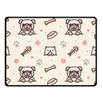 Pug Dog Cat With Bone Fish Bones Paw Prints Ball Seamless Pattern Vector Background Two Sides Fleece Blanket (Small) 45 x34  Blanket Front