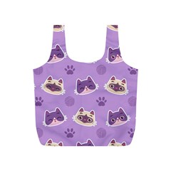 Cute Colorful Cat Kitten With Paw Yarn Ball Seamless Pattern Full Print Recycle Bag (s) by Bedest