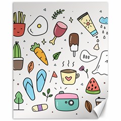 Doodle Fun Food Drawing Cute Canvas 11  X 14  by Apen