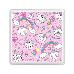 Cute Cat Kitten Cartoon Doodle Seamless Pattern Memory Card Reader (square) by Grandong