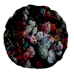 Floral Pattern, Red, Floral Print, E, Dark, Flowers Large 18  Premium Flano Round Cushions