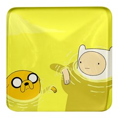 Adventure Time Jake The Dog Finn The Human Artwork Yellow Square Glass Fridge Magnet (4 Pack) by Sarkoni