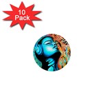 Color Detail Dream Fantasy Neon Psychedelic Teaser 1  Mini Buttons (10 pack)  Front