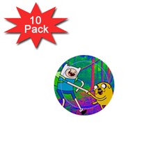 Jake And Finn Adventure Time Landscape Forest Saturation 1  Mini Buttons (10 Pack)  by Sarkoni