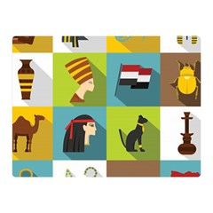 Egypt Travel Items Icons Set Flat Style Two Sides Premium Plush Fleece Blanket (mini) by Bedest