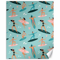 Beach Surfing Surfers With Surfboards Surfer Rides Wave Summer Outdoors Surfboards Seamless Pattern Canvas 16  X 20  by Bedest
