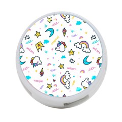 Unicorns Rainbows Seamless Pattern 4-port Usb Hub (one Side) by Bedest