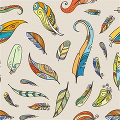 Vector Boho Doodle Feathers Seamless Pattern Illustration Play Mat (rectangle) by Hannah976
