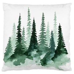 Tree Watercolor Painting Pine Forest Standard Premium Plush Fleece Cushion Case (one Side) by Hannah976