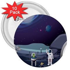 Alien Astronaut Scene 3  Buttons (10 Pack)  by Bedest