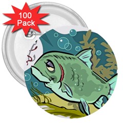 Fish Hook Worm Bait Water Hobby 3  Buttons (100 Pack)  by Sarkoni