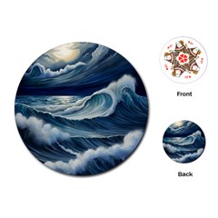 Waves Storm Sea Playing Cards Single Design (round) by Bedest