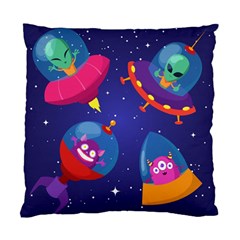 Cartoon Funny Aliens With Ufo Duck Starry Sky Set Standard Cushion Case (one Side) by Ndabl3x