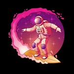 Astronaut Spacesuit Standing Surfboard Surfing Milky Way Stars Play Mat (Square) Front