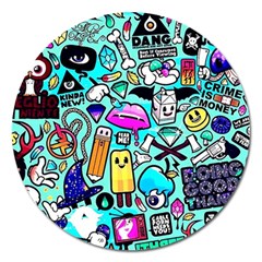Graffiti Pop Art Crazy Retro Magnet 5  (round) by Bedest