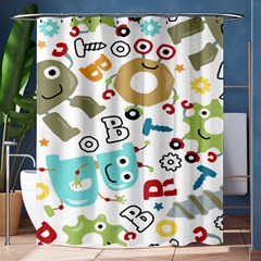 Seamless Pattern Vector With Funny Robots Cartoon Shower Curtain 60  X 72  (medium)  by Hannah976